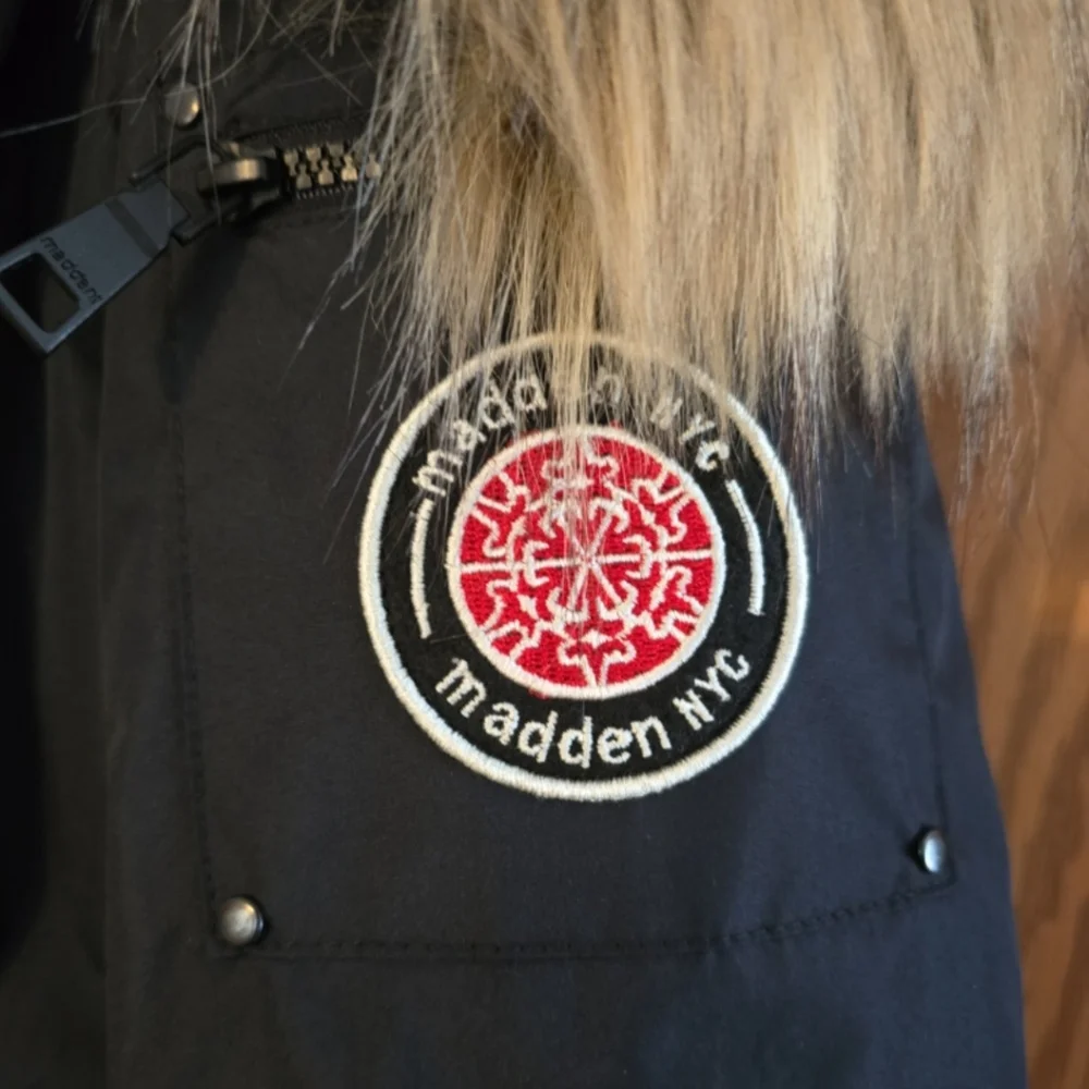 Madden NYC Black Parka with Faux Fur Trim NWOT! - Picture 3 of 4